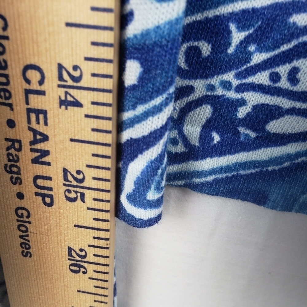 Chico's Blue and White Paisley Open Front Cardigan Sweater Sz Chico's 3 (XL) - Picture 7 of 9